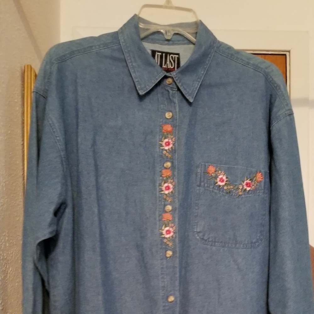Denim Shirt with Embroidery